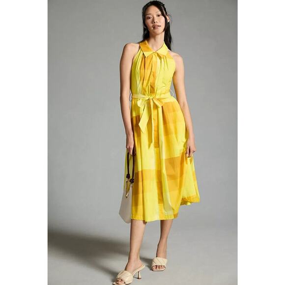 NWT Plenty by Tracy Reese Halter Button-down Shirt Dress Size 2X Yellow #ND411 - Picture 1 of 13